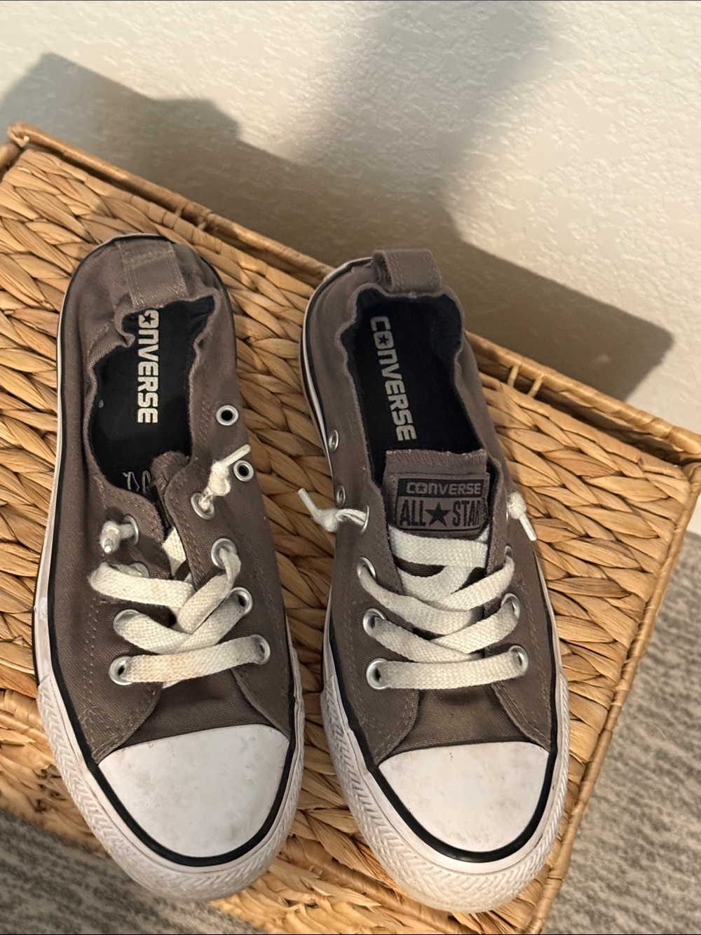 Converse Low Top Sneakers in Taupe and White